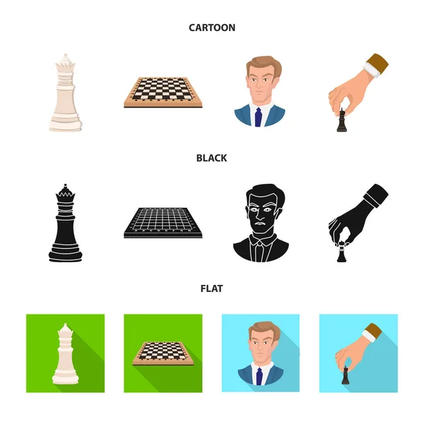 Vektorillustration av schackmatt och tunn ikon. Uppsättning av schackmatt och målet aktiesymbol för webben. — Stock vektor