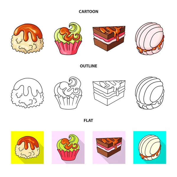 Vektor-Design von Süßwaren und kulinarischen Zeichen. Sammlung von Süßwaren und Produktvektorsymbol für Aktien. — Stockvektor