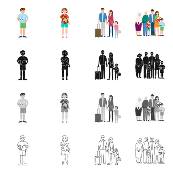 Vektör Illustration karakter ve avatar sembolü. Web için karakter ve portre hisse senedi simgesi kümesi.