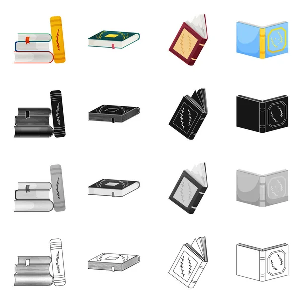 Isolerade objekt av utbildning och täck symbol. Samling av utbildning och bokhandel lager vektorillustration. — Stock vektor