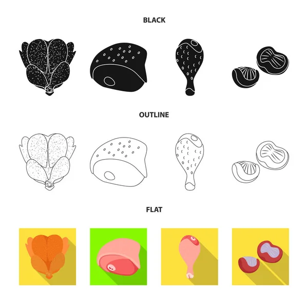제품 및 가금류 로고의 고립 된 개체입니다. 주식에 대 한 제품 및 농업 벡터 아이콘의 컬렉션. — 스톡 벡터