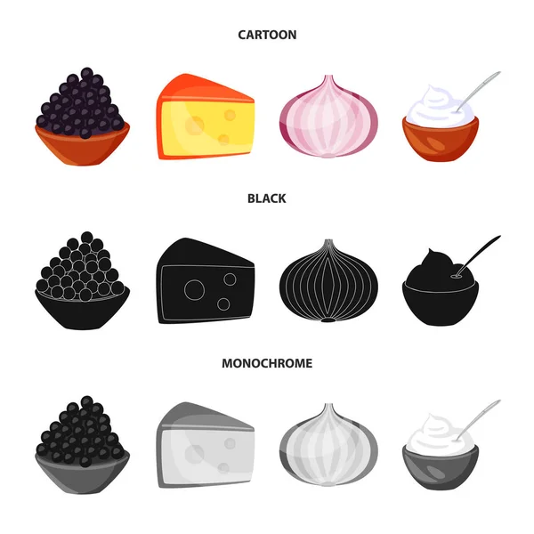 Ilustración vectorial del sabor y el icono del producto. Juego de ilustración vectorial de sabor y caldo de cocina . — Archivo Imágenes Vectoriales