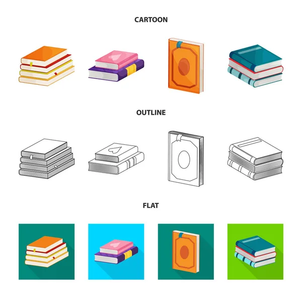 Векторная иллюстрация значка обучения и обложки. Набор векторных значков для обучения и книжного магазина на складе . — стоковый вектор
