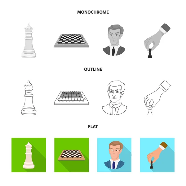 Vector design sakk-matt és a vékony logó. Készlet a sakk-matt és cél tőzsdei szimbólum a web. — Stock Vector