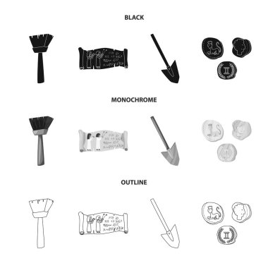 Hikaye ve öğeleri simge yalıtılmış nesne. Hikaye ve öznitelikleri koleksiyonu vektör hisse senedi simgesi.