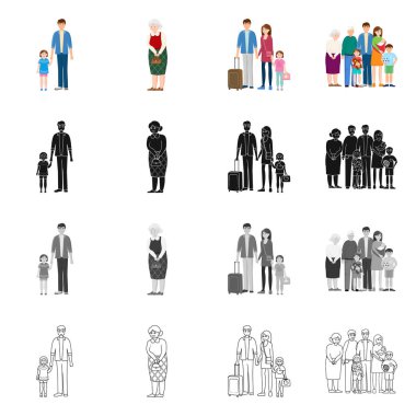 Karakter ve avatar simge vektör tasarımı. Hisse senedi için karakter ve portre vektör simge topluluğu.