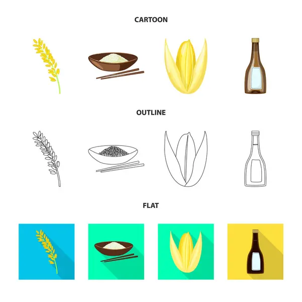 Diseño vectorial de cultivos y símbolo ecológico. Conjunto de ilustración de vectores de cultivos y caldos de cocina . — Vector de stock