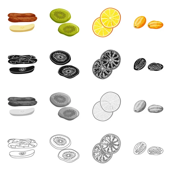 Vector illustration of food  and raw  symbol. Set of food  and nature   stock symbol for web. — Stock Vector