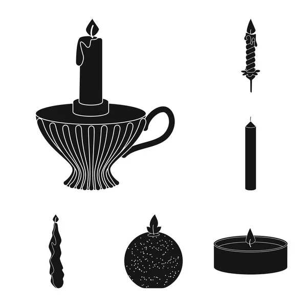 Projekt wektor logo przy świecach i dekoracji. Zestaw świec i wosk Stockowa ilustracja wektorowa. — Wektor stockowy