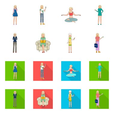 Duruş ve ruh hali simge vektör Illustration. Duruş ve web için kadın hisse senedi simgesi.