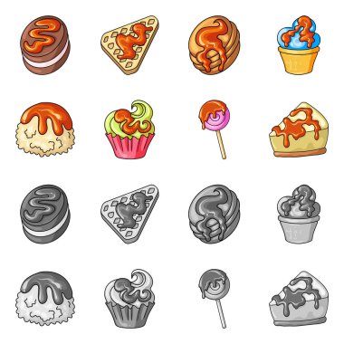 Şekerleme ve mutfak simgesi yalıtılmış nesne. Şekerleme ve ürün hisse senedi simgesi için web topluluğu.