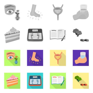 Diyet ve tedavi simge vektör tasarımı. Diyet ve ilaç hisse senedi vektör çizim topluluğu.