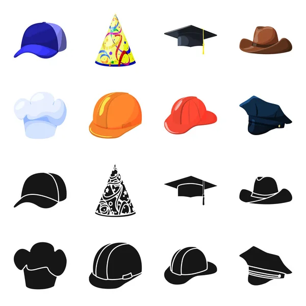 Conception vectorielle des vêtements et du symbole de casquette. Ensemble de vêtements et de béret symbole stock pour la toile . — Image vectorielle