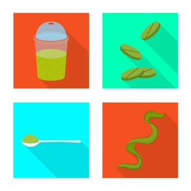 Protein ve deniz işareti vektör Illustration. Protein ve hisse senedi için doğal vektör simge kümesi.