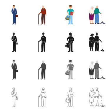 Karakter ve avatar işareti vektör tasarımı. Karakter ve portre hisse senedi simgesi için web topluluğu.