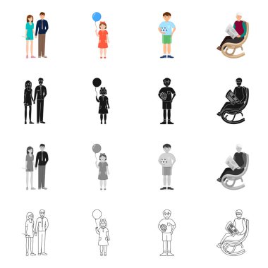 Vektör Illustration karakter ve avatar sembolü. Karakter ve portre hisse senedi simgesi için web topluluğu.