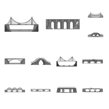 Tasarım ve inşa logo vektör tasarımı. Hisse senedi için tasarım ve köprü vektör simge kümesi.