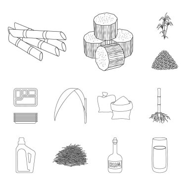 Şeker ve alan logo yalıtılmış nesne. Web için şeker ve plantasyon hisse senedi simgesi kümesi.