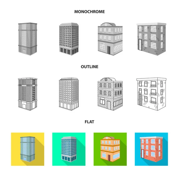 Изолированный объект строительства и строительный символ. Коллекция векторных значков строительства и недвижимости на складе . — стоковый вектор