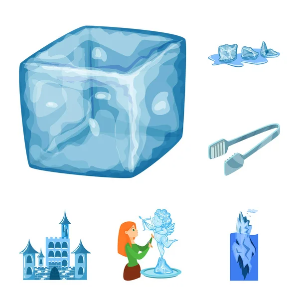 Illustrazione vettoriale del gelo e dell'icona dell'acqua. Set di gelo e icona vettoriale bagnata per magazzino . — Vettoriale Stock