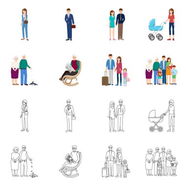 Karakter ve avatar işareti vektör tasarımı. Karakter ve portre hisse senedi vektör çizim topluluğu.