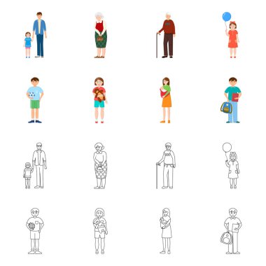 Karakter ve avatar logo yalıtılmış nesne. Web için karakter ve portre hisse senedi simgesi kümesi.