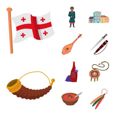 Kafkasya ve gelenek logo vektör tasarımı. Kafkasya ve öznitelikleri koleksiyonu stok web simgesi.