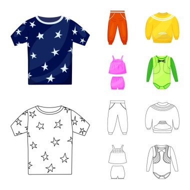 Moda ve giysi işareti yalıtılmış nesne. Moda ve pamuk stok vektör çizim topluluğu.