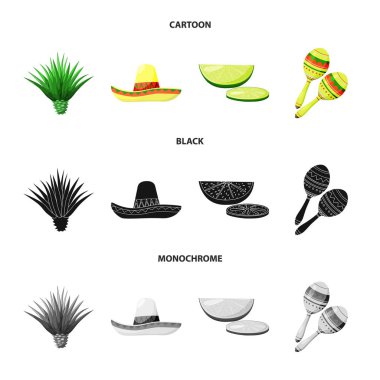 Kafe ve Latin logo vektör çizimi. Kafe ve ulusal hisse senedi vektör çizim koleksiyonu.