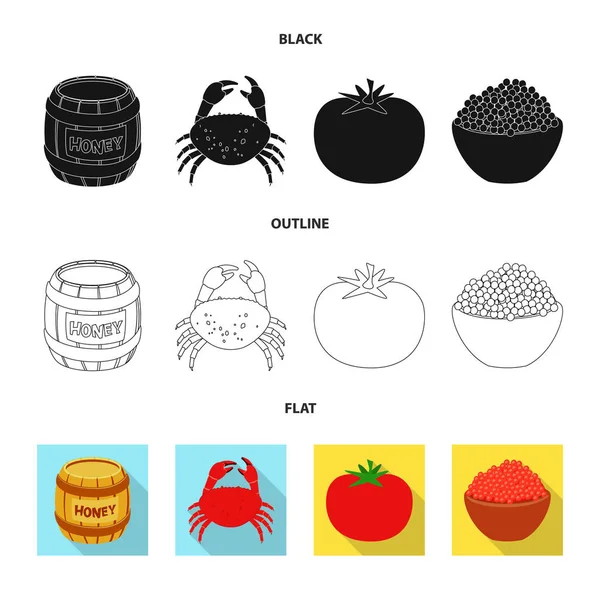 Illustrazione vettoriale del gusto e dell'icona del prodotto. Collezione di icone vettoriali di gusto e cottura per brodo . — Vettoriale Stock