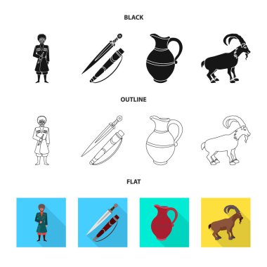 Yalıtılmış nesne kültür ve gezi sembolü. Hisse senedi için kültür ve özgünlük vektör simge topluluğu.