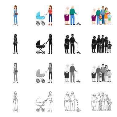Vektör Illustration karakter ve avatar sembolü. Hisse senedi için karakter ve portre vektör simge topluluğu.