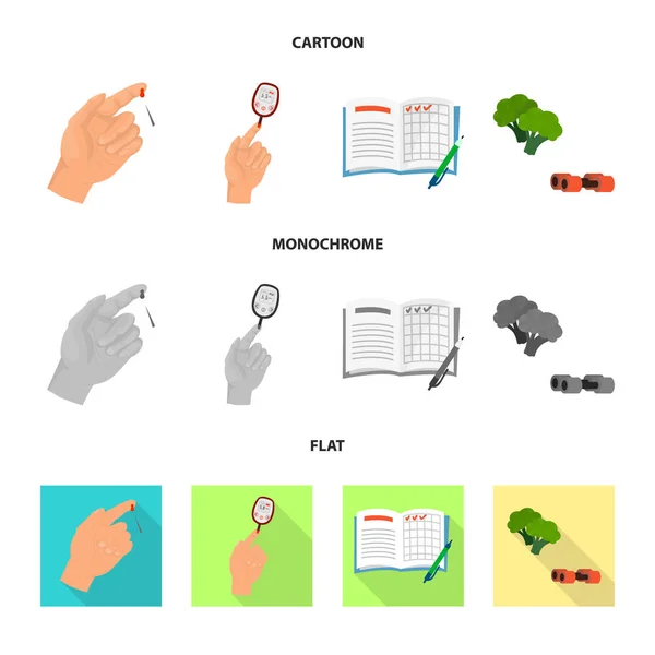 Oggetto isolato di dieta e trattamento logo. Raccolta di dieta e medicina stock illustrazione vettoriale . — Vettoriale Stock