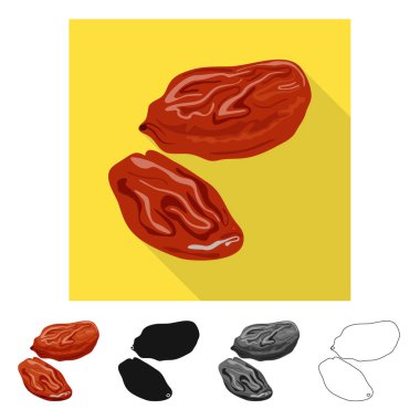 Kuru üzüm ve kuru simge vektör Illustration. Kuru üzüm ve yığın stok vektör çizim seti.