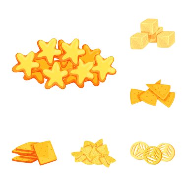 Gıda ve gevrek logo vektör tasarımı. Gıda ve lezzet hisse senedi vektör çizim topluluğu.