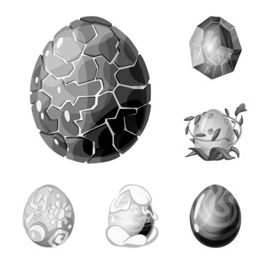 Canavar ve fantezi sembolü yalıtılmış nesne. Canavar ve büyük hisse senedi vektör çizim koleksiyonu.