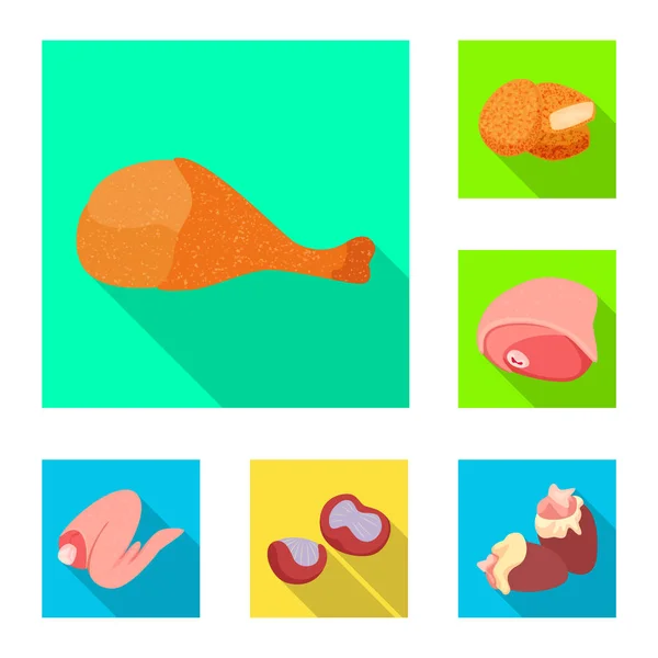 Vector illustration of product and poultry icon. Set of product and agriculture    stock symbol for web. — Stock Vector
