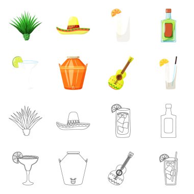 Kafe ve Latin simge vektör tasarımı. Kafe ve hisse senedi için ulusal vektör simge kümesi.