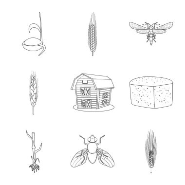 Tarım ve işareti tarım vektör tasarımı. Web için Tarım ve bitki hisse senedi simgesi kümesi.