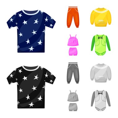 İllüstrasyon işareti moda ve hazır giyim, vektör. Hisse senedi için moda ve pamuk vektör simge kümesi.