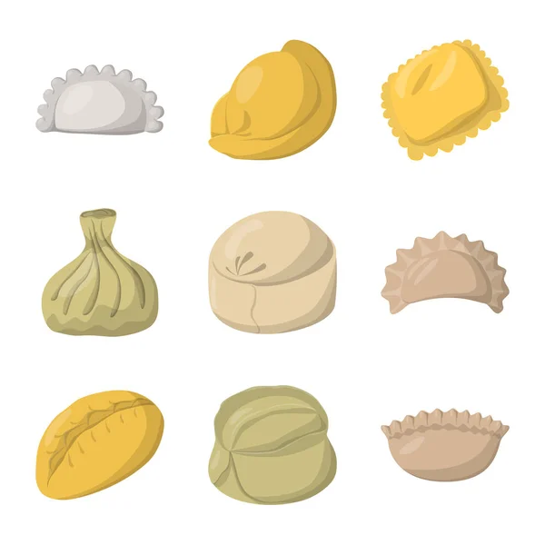 Conception vectorielle de boulettes et logo alimentaire. Jeu de boulettes et icône vectorielle farcie pour stock . — Image vectorielle