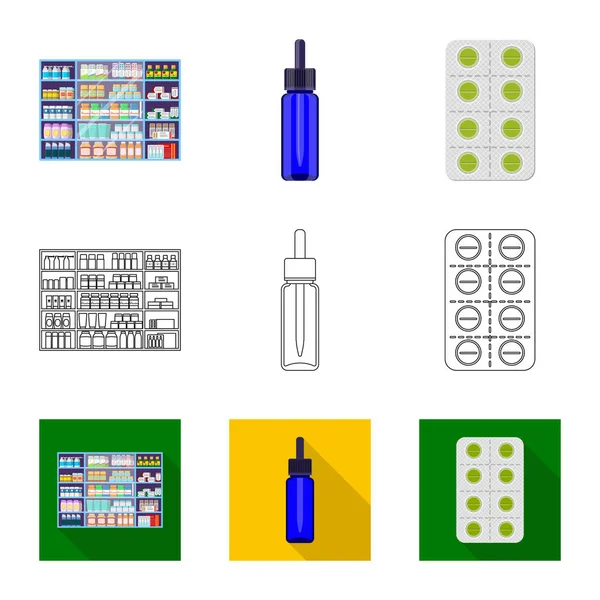 零售和医疗标志的孤立对象。零售和健康股票向量的汇集例证. — 图库矢量图片