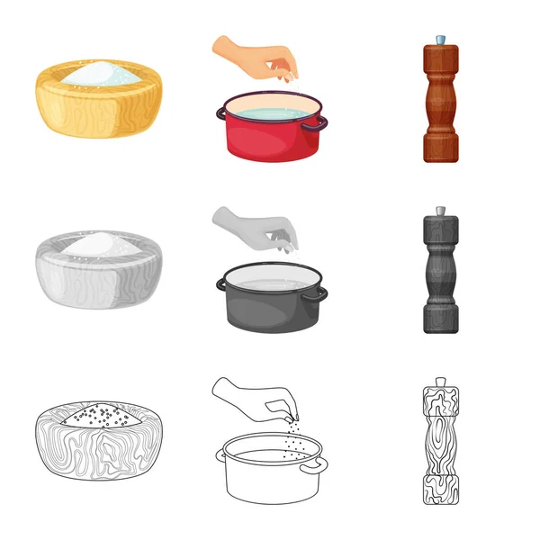 Ilustración vectorial de cocina e icono del mar. Conjunto de cocina y hornear símbolo de stock para la web . — Vector de stock