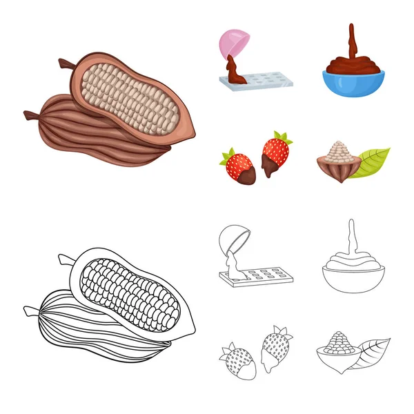 Objeto aislado de comida y signo delicioso. Colección de alimentos y marrón stock vector ilustración . — Vector de stock