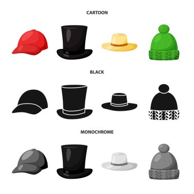 Giyim ve kap işareti yalıtılmış nesne. Giyim ve hisse senedi için bere vektör simge kümesi.