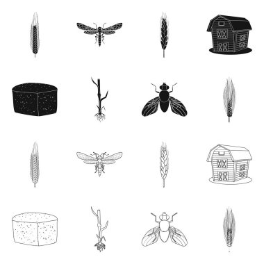 Tarım ve tarım logo vektör tasarımı. Hisse senedi için tarım ve bitki vektör simge kümesi.