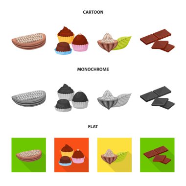 Gıda ve nefis işareti yalıtılmış nesne. Gıda ve hisse senedi için kahverengi vektör ikon koleksiyonu.