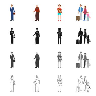 Karakter ve avatar logo vektör tasarımı. Karakter ve portre hisse senedi simgesi için web topluluğu.