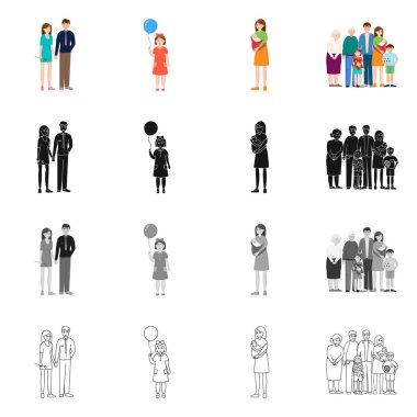 Karakter ve avatar simge vektör Illustration. Karakter ve portre hisse senedi vektör çizim seti.