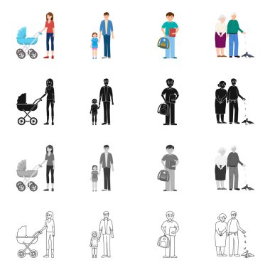 Karakter ve avatar logo yalıtılmış nesne. Karakter ve portre hisse senedi vektör çizim topluluğu.
